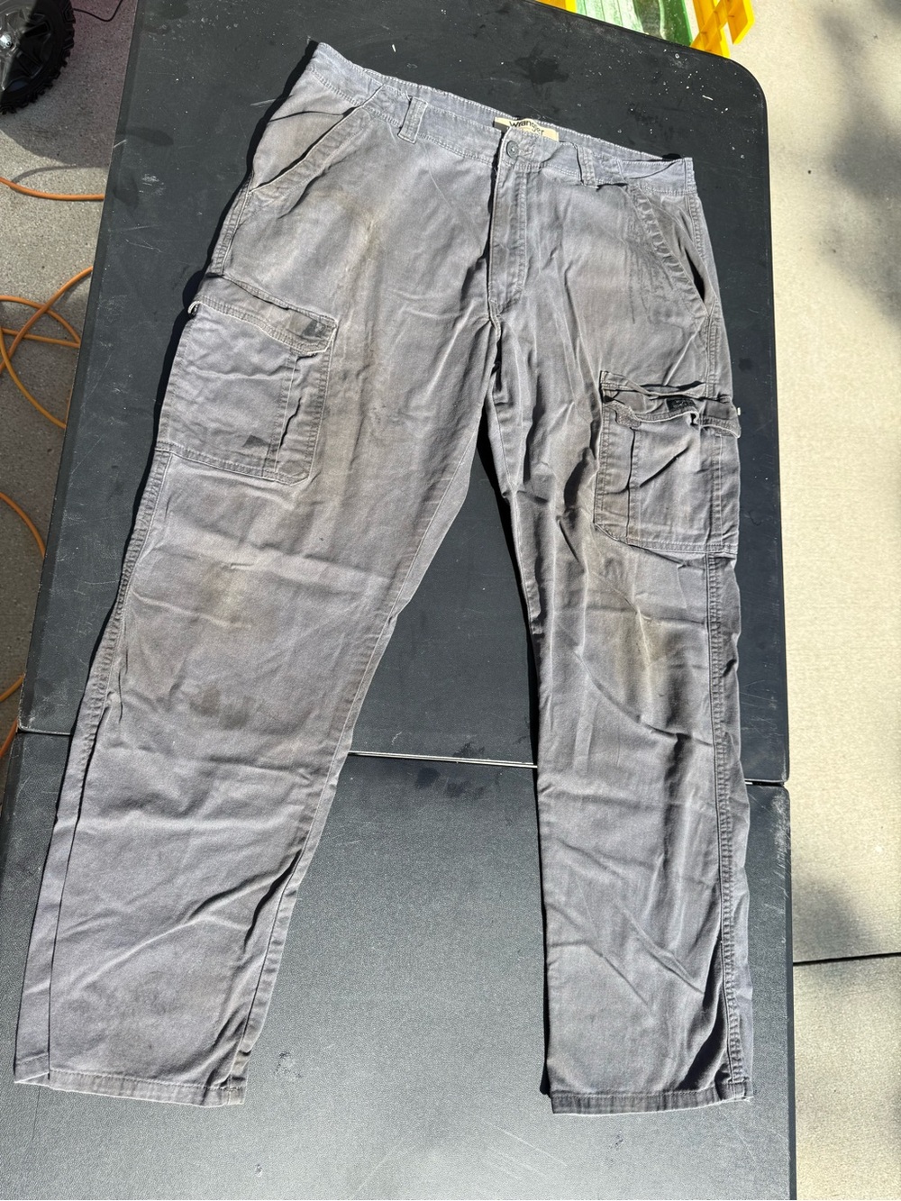 Wrangler Men's Charcoal Gray Cargo Pants with Utility Pockets